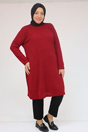 Eslina 58140 Plus Size Basic Mir Tunic - Burgundy