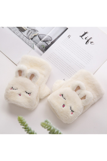 Tessero Women's fingerless gloves, warm for autumn-winter, bunny pattern, universal size, Tes