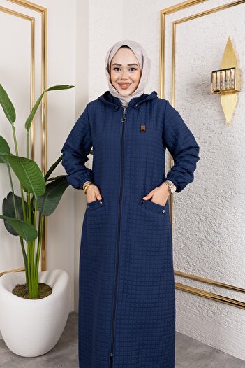 Moda MSK New Season Hooded Quilted Navy Blue Cap