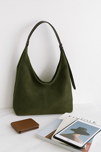 Handley Luxury Suede Textured Wide Shoulder Bag