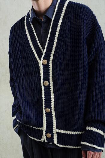GIESTO Dark Blue Cardigan with Gold Buttons