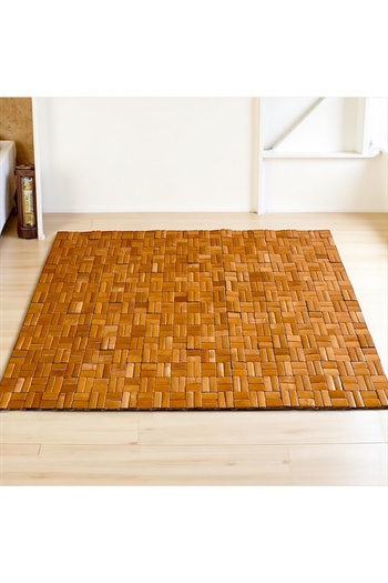 ELZEY HOME Natural Bamboo Non-Slip Bath Mat 70X45 cm