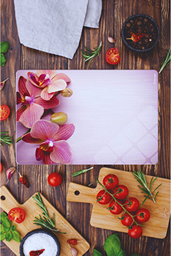 CONCEPT CAM Premium 2-Piece Tempered Glass Cutting Board 20X30 & 25X35 cm |   Flower Pattern Hygienic Kitchen Chopping Glass