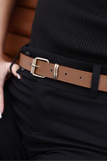 Mynoa Gold İtal Buckle Women's Belt, Trouser Belt, Jacket Belt, Shirt Belt.