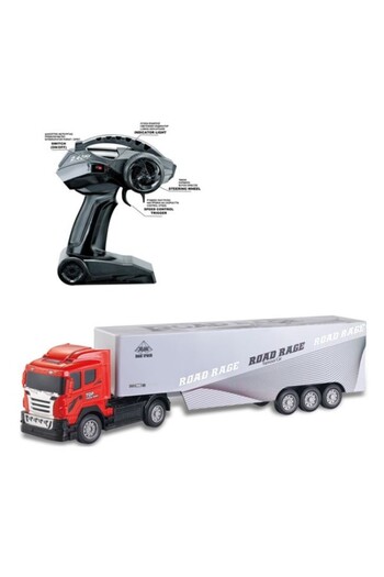 eDebara Toy Truck with Remote Control Steering Wheel and Lights, Red and Grey 70x9.5x19cm, Age 3+