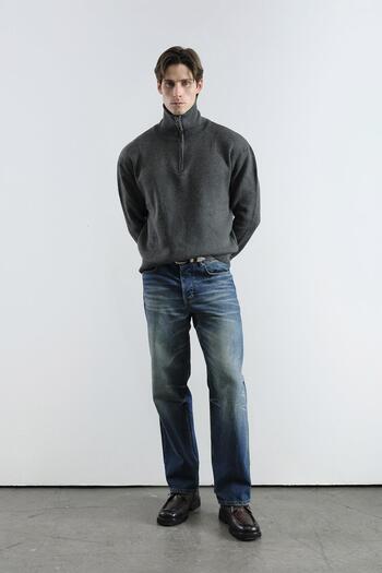 GIESTO Regular Fit High Neck Antasit Sweater with Zipper