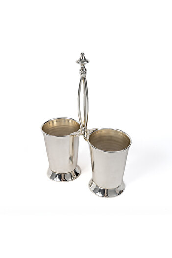 aljahwari 2-piece stainless steel spoon holder stand with silver pole