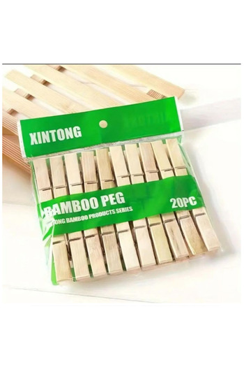 OEM Set of 20 Clothes Hooks, Wood/Bamboo, 6 x 1 cm