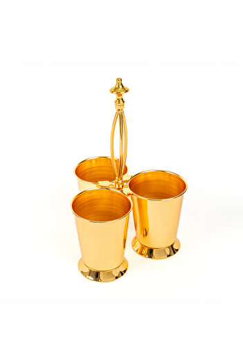 aljahwari 3-piece spoon and knife holder stand with a gold stainless steel column