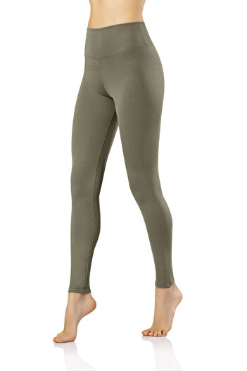 Queenchic Women's High Waist Long Wick Diving Style Long Model Leggings Single Green - Green - Bynvakow-4T11Q7-Yes