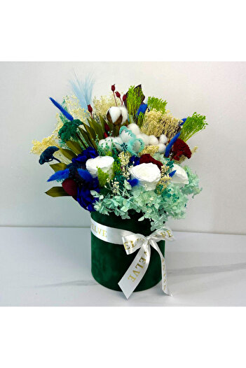 velve Aranjament floral Infinity, flori naturale criogenate si plante uscate conservate, 43 cm