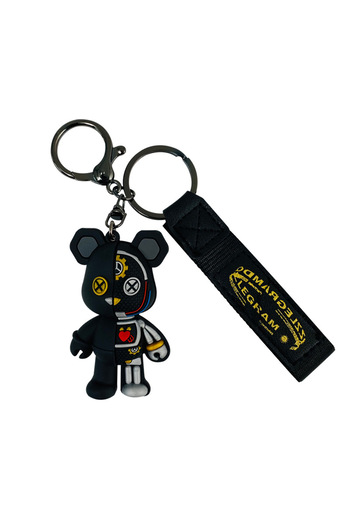 Tessero Teddy bear keychain, grip handle, for keys and bags, unisex, black