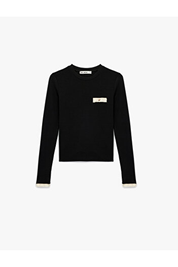 Koton Buttoned Long Sleeve Pocket Modal Blend Crew Neck T-Shirt