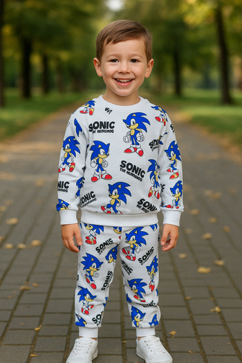 minikiss 3Pcs Two-Piece Seasonal Printed Top and Bottom Boys' Two-Piece Set