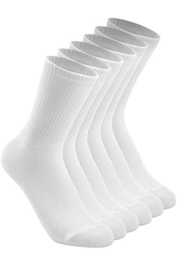 xeox 6-Piece Economical Pack Unisex White Tennis Socks Set