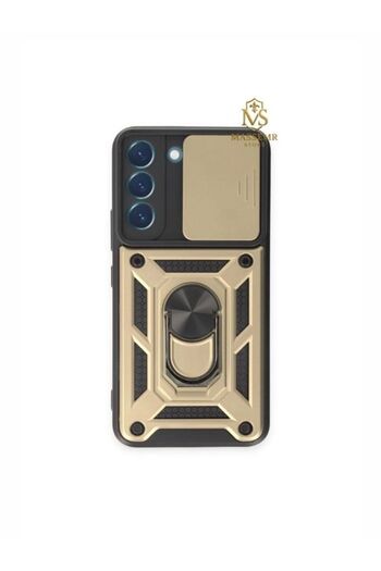 Massemr Samsung Galaxy S23 Tank Premium Silicone Case with Lens Ring Absorbent Shockproof Protection with Stand