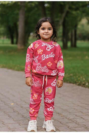 SANTRALBEBE Girl's Printed Tracksuit Set