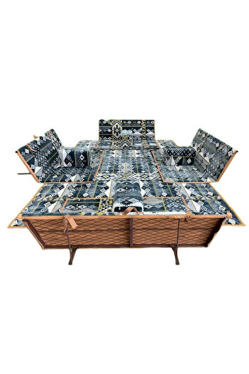 Cady One 5-piece ground mat, 200*300 cm, for 9 people, with 4 floor chairs and a cushion