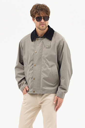 STONCS Men's Khaki Contrast Collar Jacket