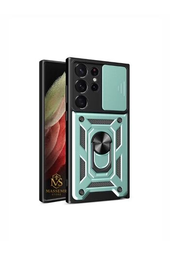 Massemr Samsung Galaxy S23 Ultra Premium Silicone Case with Tank Lens Ring Shockproof Shock Absorbing Stand