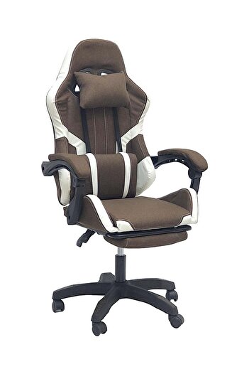 Sabir and Bros Furniture LLC SBF Fabric Gaming Chair, Reclining Office Chair, Adjustable Height, Ergonomic Chair, Brown White
