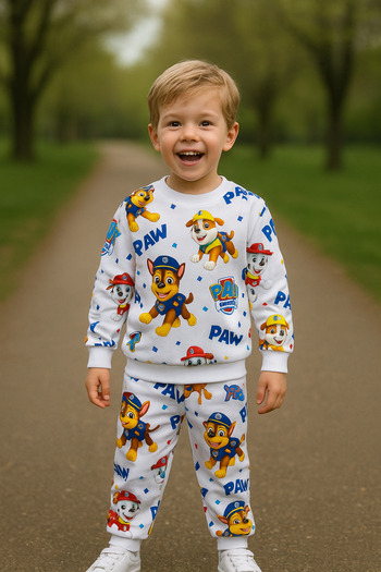 minikiss 3Pcs Two-Piece Seasonal Printed Top and Bottom Boys' Two-Piece Set
