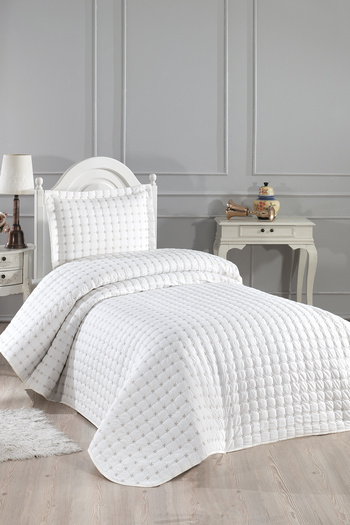 CeyCeyCatch Yıldız Single Quilted Bedspread Cream