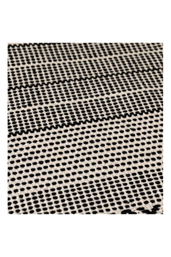 Davida Dreams Cross-stitched rug, peasant, geometric pattern, rustic, beige and black stripes, 90 x 60 cm