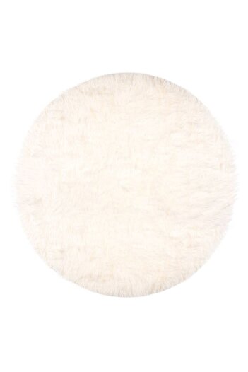 Davida Dreams Round rug, thin, light, white fur imitation, long pile, diameter 70 cm