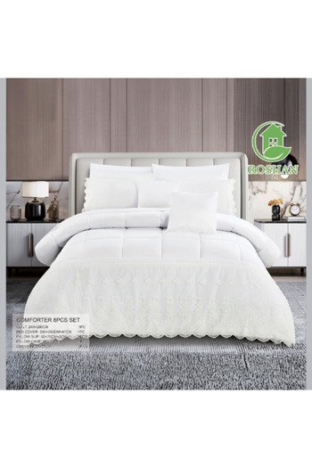 ROSHAN Luxury Lace Duvet Set (8 Pieces) for Double Bed