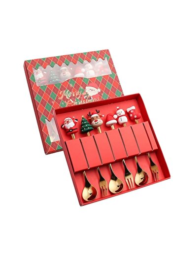 OEM Christmas Stainless Steel Cutlery Set with Spoons and Forks, Festive Design, Silver