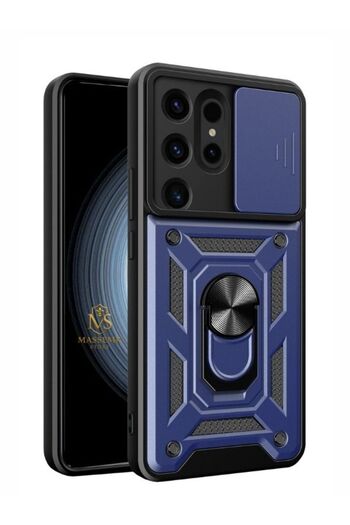 Massemr Samsung Galaxy S24 Ultra Premium Silicone Shock-Absorbing Phone Case with Tank Lens Ring and Camera Protection
