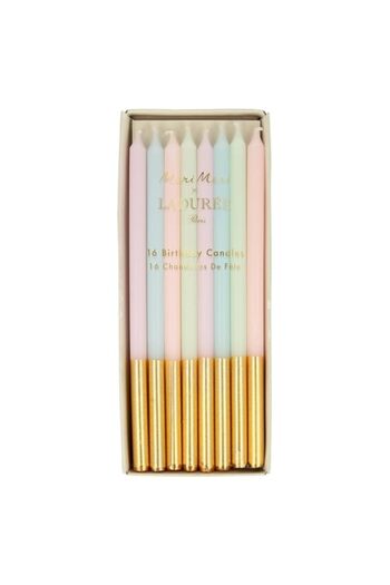 Generic Meri Meri Laduree Paris Gold Dipped Candles – Luxury Pastel Cake Decorations, Set of 16, Birthday P