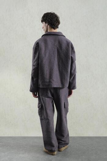 GIESTO Gray Jacket with Jacquard Pattern