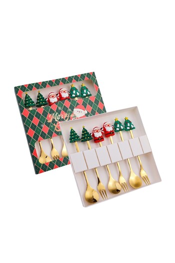 OEM Stainless Steel 410 Cutlery Set, Cheerful Design, for Christmas, Everyday Use