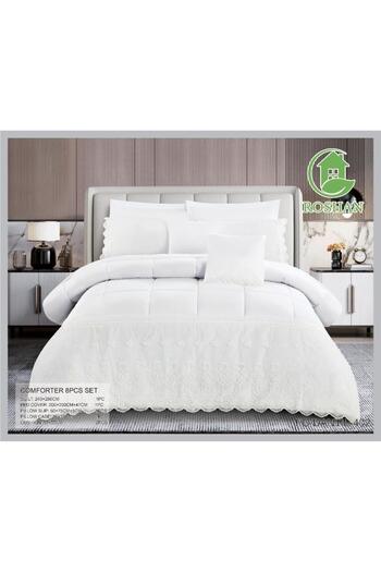 ROSHAN Luxury Lace Duvet Set (8 Pieces) for Double Bed
