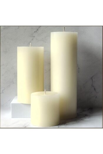Generic SIHIYA LIFE SIHIIYA LIFE Set of 3 Ivory Pillar Candles | Unscented & Dripless Candles for Decor, Ev