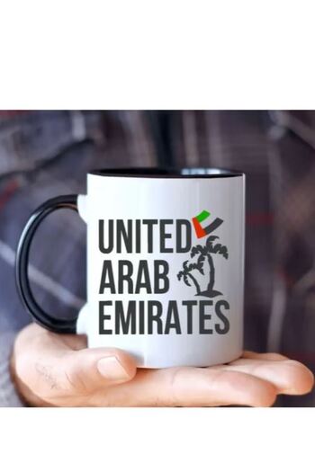 RYN Ceramic Mug "United Arab Emirates" with Flag And Palm Tree Design