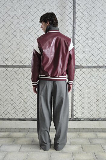 GIESTO Bordo Leather College Jacket