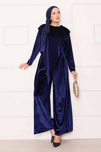 EBRUTESETTÜR Velvet Suit with Asymmetrical Detail on the Front