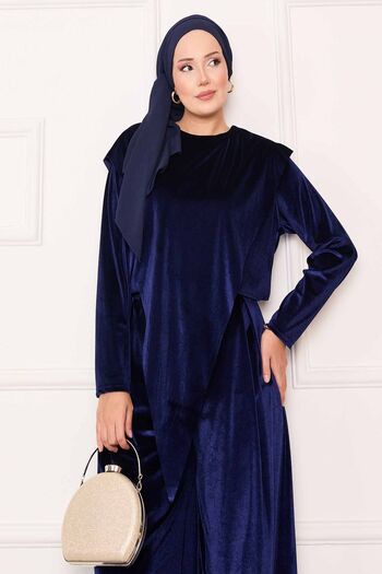 EBRUTESETTÜR Velvet Suit with Asymmetrical Detail on the Front