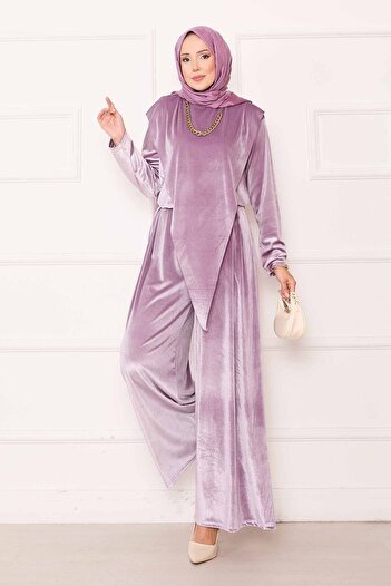 EBRUTESETTÜR Velvet Suit with Asymmetrical Detail on the Front