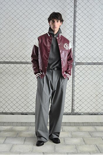 GIESTO Bordo Leather College Jacket