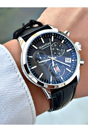 Quantum Functions Active Leather Cord Steel Case Original Licensed Beşiktaşfan Men's Wristwatch