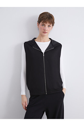LC Waikiki Black Hooded Women's Vest
