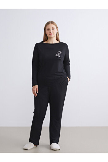 LC Waikiki Lcw Dreamsblack Crew Neck Floral Women's Pajama Set