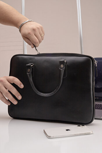 fubileather Genuine Leather Laptop Briefcase - MacBook - Business