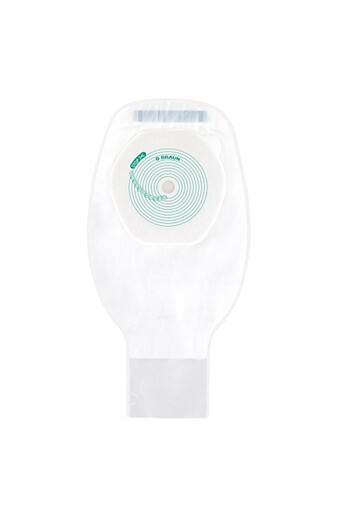 B-Braun Set of 15 Proxima colostomy/ileostomy bags 10–70 mm, with drain, filter and clamp, transparent