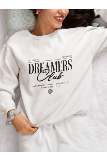 MAGORS Dreamers Club Printed Cotton Long Sleeve Ribbed 3-Ply Sweatshirt