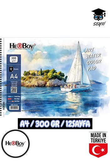 SEYFİKİRTASİYE 20X30 cm A4 Watercolor Sketching Charcoal Pencil Drawing Notebook 300 Gr Wire Bound 12 Sheets Herboy